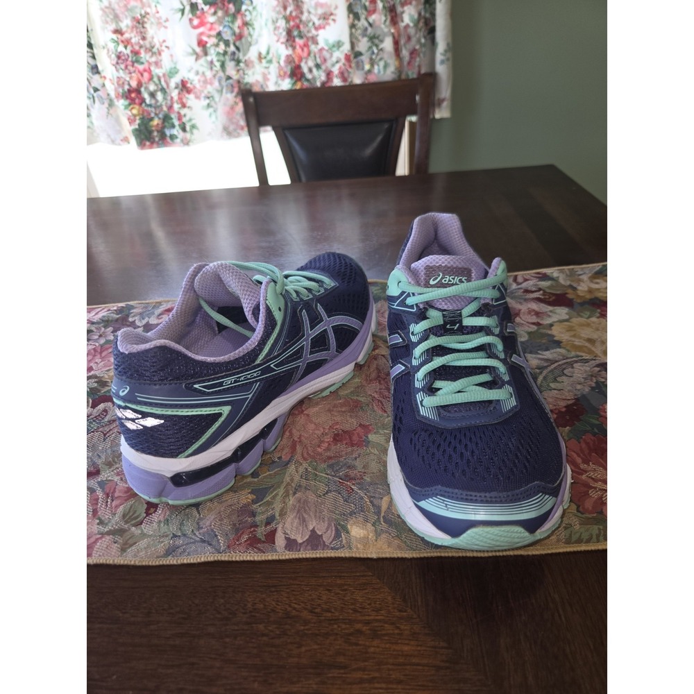 ASICS GT-1000 4 Women's Running Shoes Size 8.5 Violet Mint Green T5A7N Sneakers